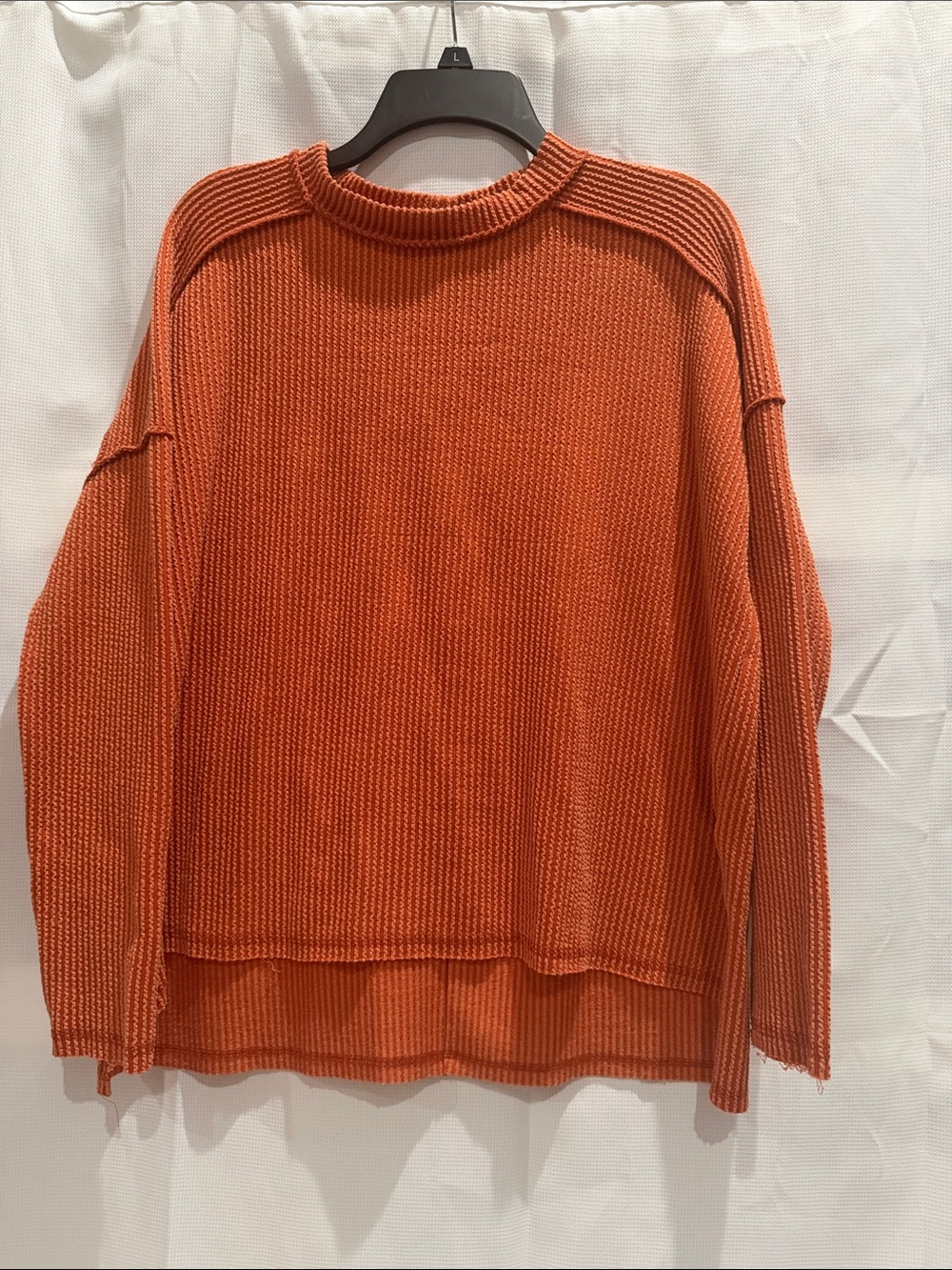 Zenana Outfitters Burnt Orange Relaxed Ribbed Crew Neck Pullover. Never worn.